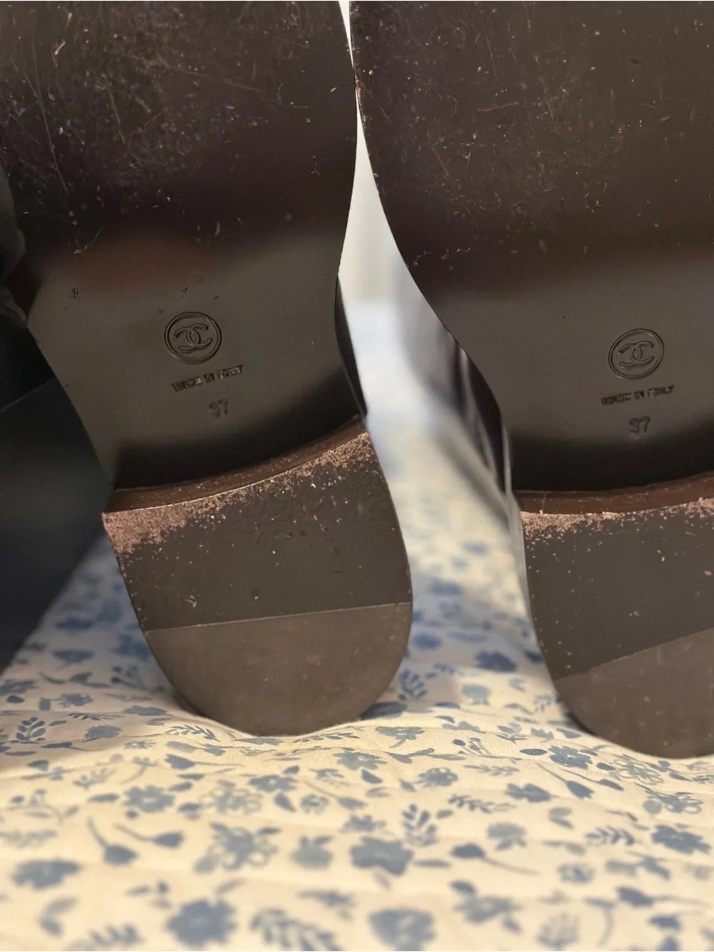 CHANEL Brown Leather Knee-High Boots